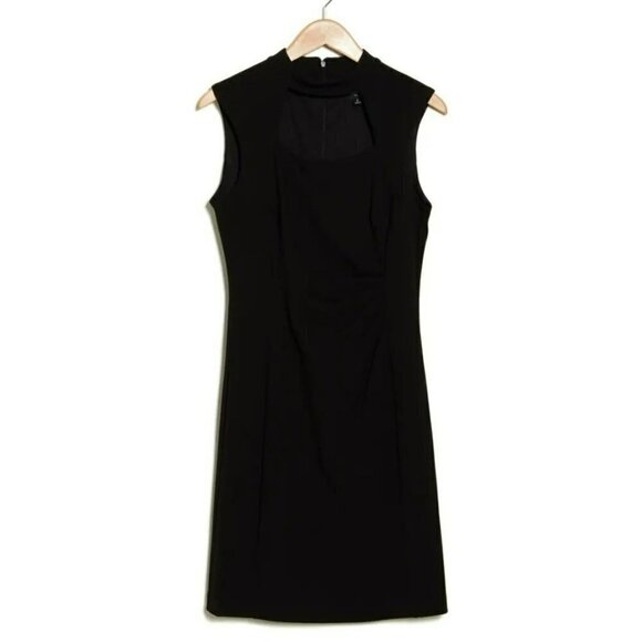 NWT TAHARI ASL Women's Mock Neck Cut Out Pleated Mini Dress - Picture 3 of 5